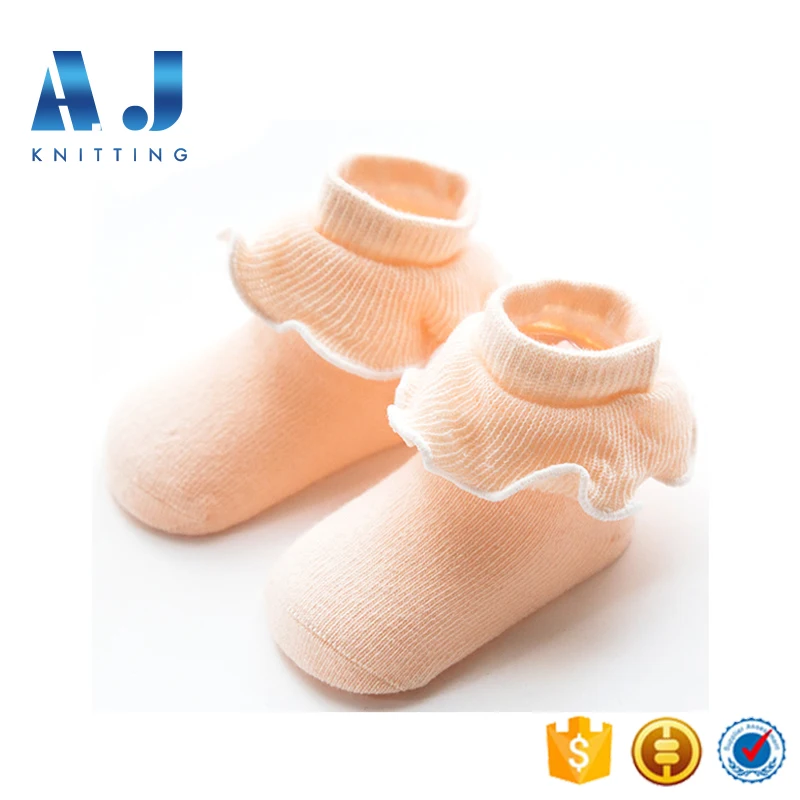 AJ 18327 Infant Toddler Baby purple Frilly Lace Trim Socks