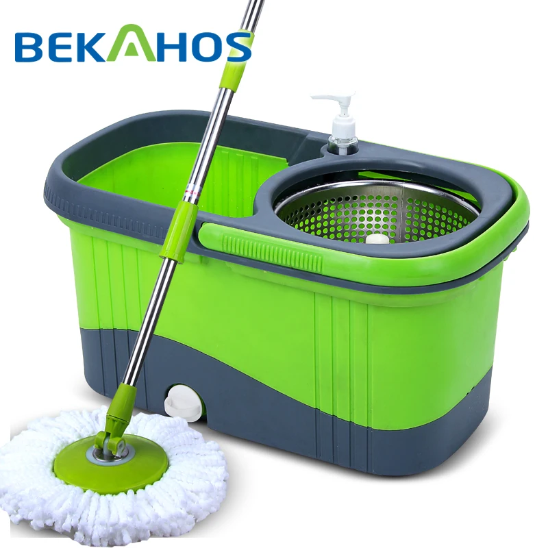 Bekahos Auto mop spin pole mop magic mop square bucket green color new product 2018