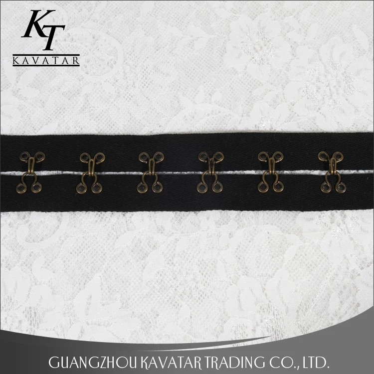 Hot selling Copper hook and eyelet herringbone tape, Hook and eyelet Copper tape trimming Eyelet belt