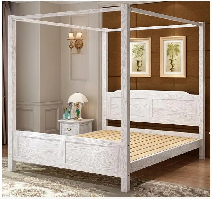 Low Price Antique Solid Wood King Size Poster Bed Wooden Bed For Bed Room Furniture