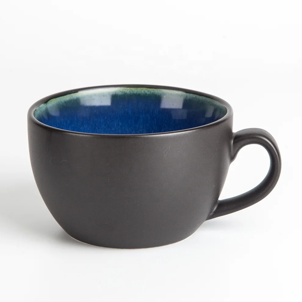 Matte Blue Coffee Cup Set 280Ml Coffee Cup And Saucer
