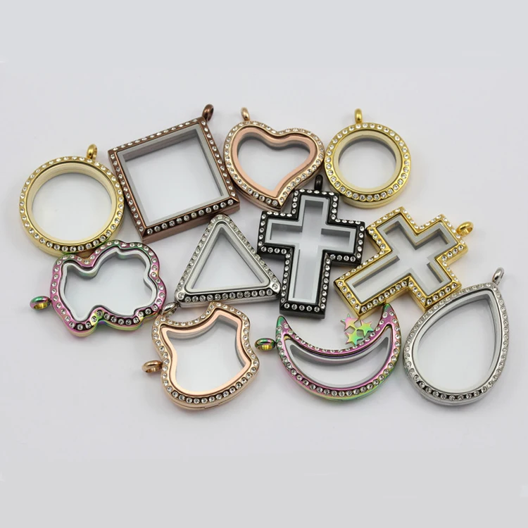 25mm/30mm Round Shape Various Color Stainless Steel Glass Locket  Floating Locket