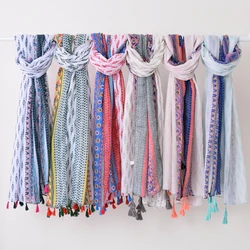 High quality 6 colors spring summer scarf tribal shawl fashion printed aztec scarf women