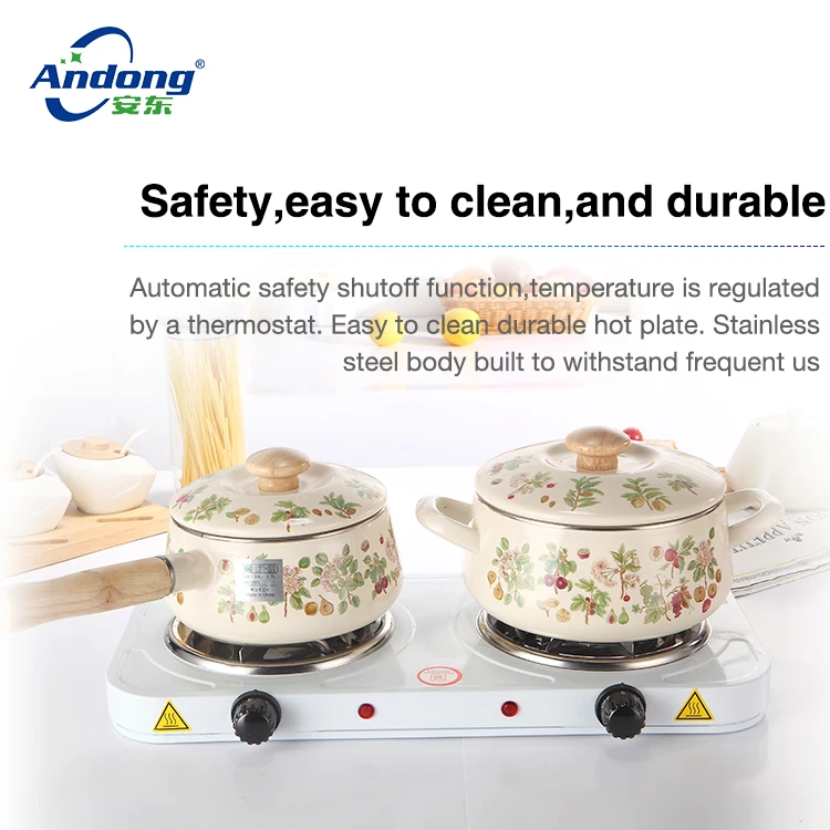 Double burner electric coil hot plate