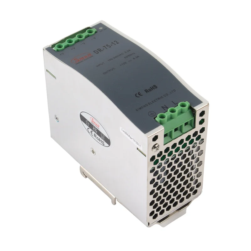 SMUN DR-75-12 Universal AC Input 75W 12V 6.3A DC Output Din Rail Power Supply