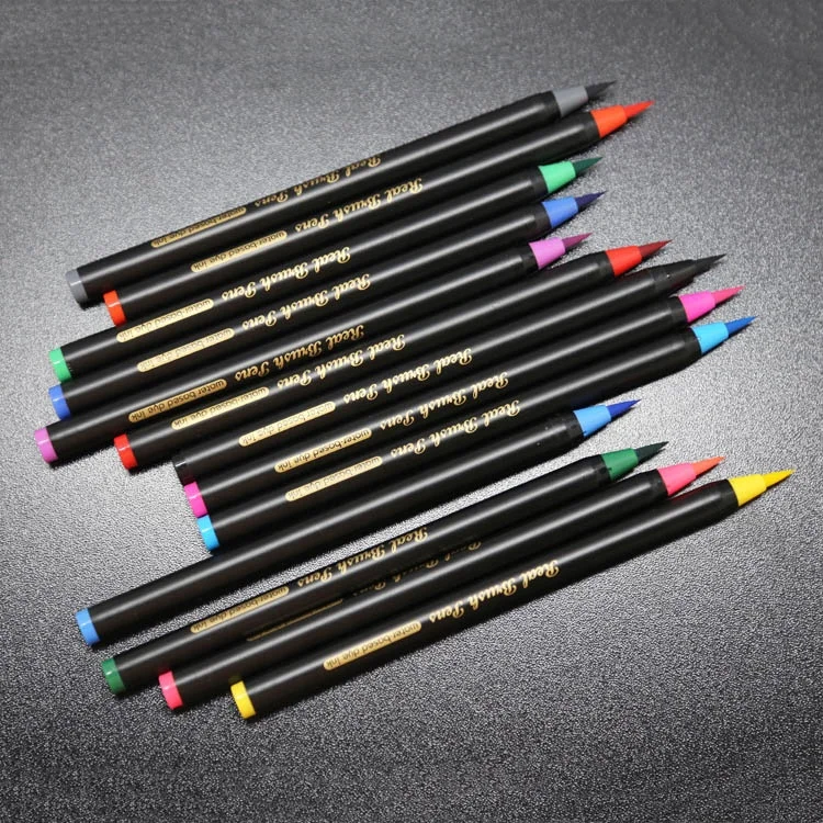 
Quality assurance 24 colors 1mm nylon nib calligraphy watercolor art brush marker pens 