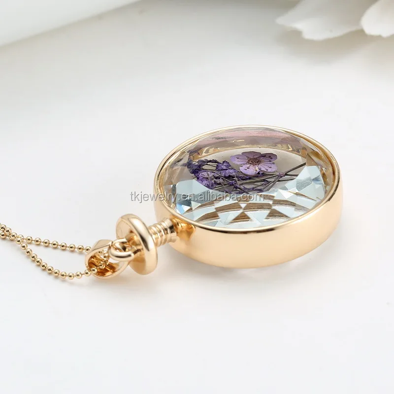 Hot Sale Glass living Necklace with Coin Locket Pendant Necklace Charm Necklace Wholesale