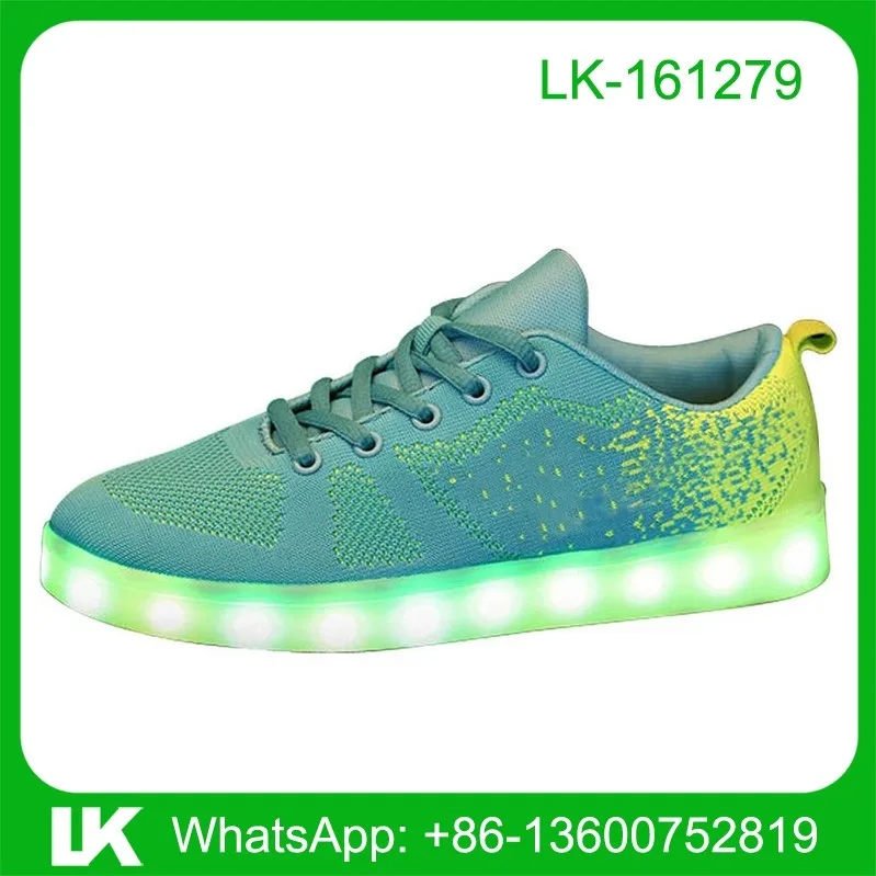Flying knit led lights skate shoes, flying knit skateboard shoes, led skate shoes for men