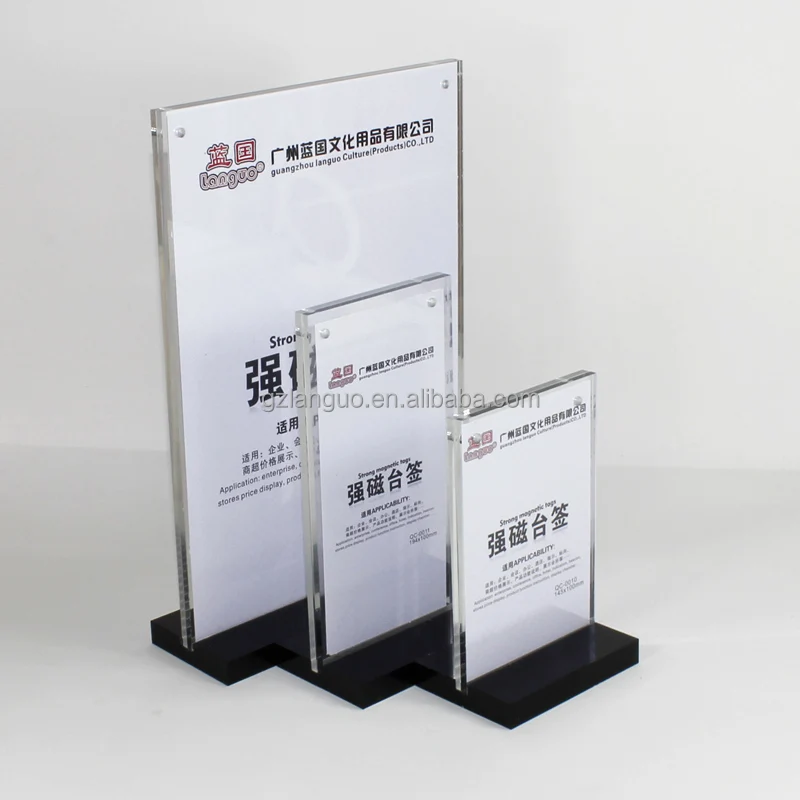 Wholesale A4 Acrylic desktop photo pictures frame price tag label holder display stand custom sizes A4 A5 8.5X11 5X7 inches