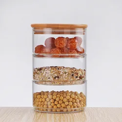 Kitchen storage tank Leakproof glass food  jar Can be stacked