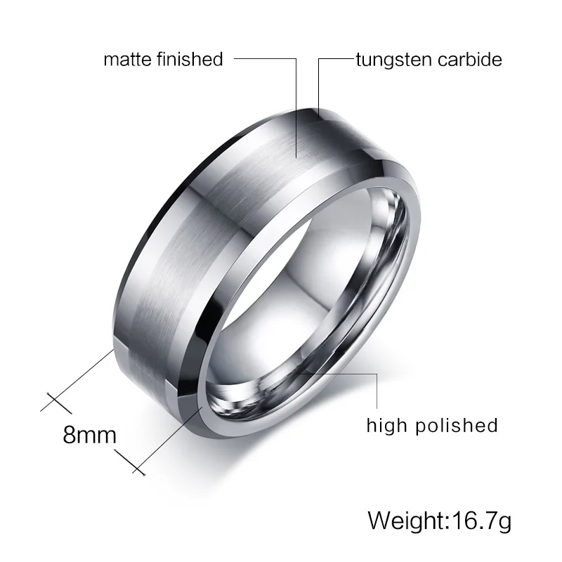 
OBE top quality factory wholesale 8mm Ring Wide tungsten steel ring carbide 