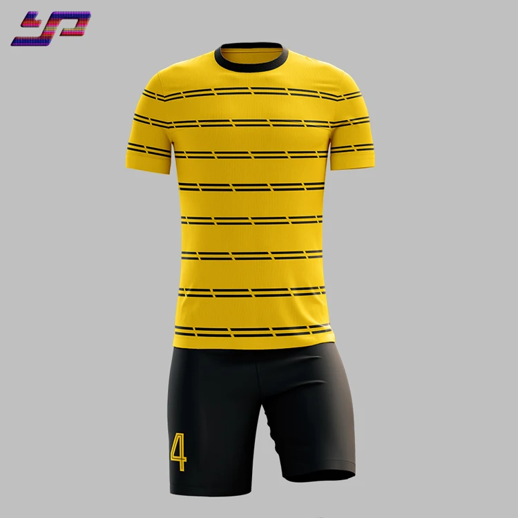 European Club Boys XXL Black Yellow Soccer Jersey Outlet/Soccer Wear Jersey