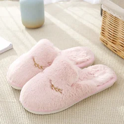Autumn and winter indoor lovely warm and non-slip cotton slippers for men and women lovers thick bottom plush slippers