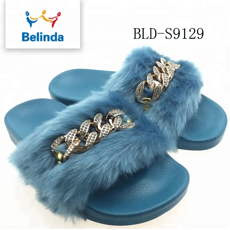 Fashion Slippers Women Soft Slides Footwear Faux Furry Fur