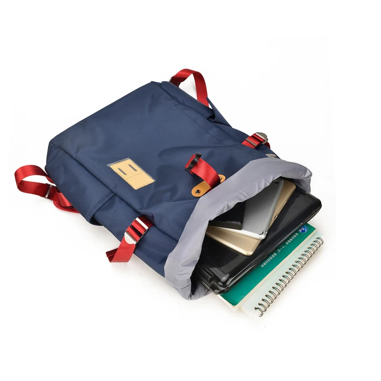 Wholesale Trendy Korean Style Nylon Backpack, Waterproof Roll Top Backpack, Popular High School Student Backpack