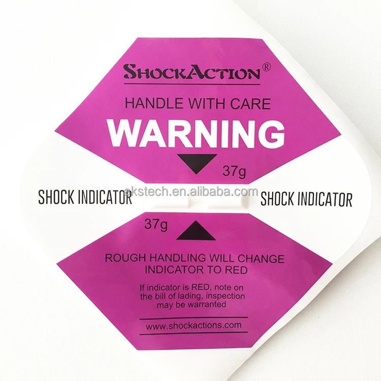 25-100g Different Sensitivity Impact Sensor Label 98mm*110mm Shipping Impact Indicator Shockaction Label