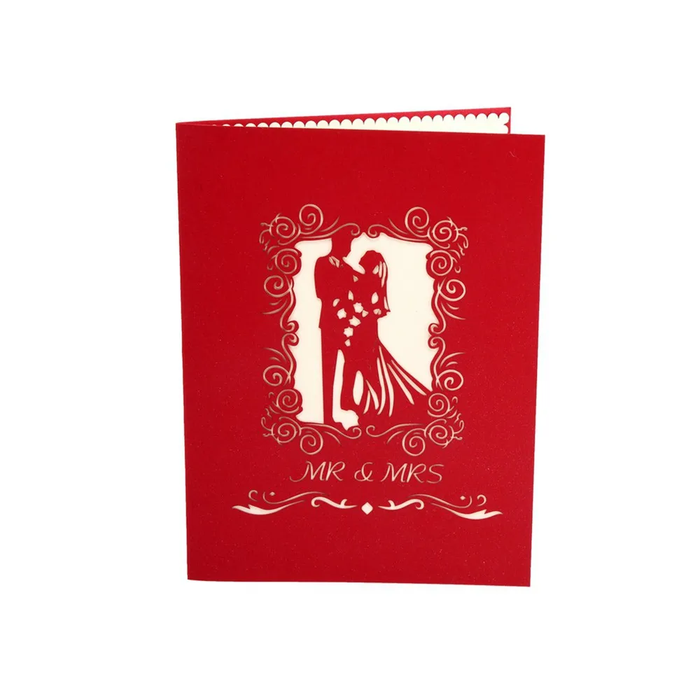 Customise Printing Laser Cut Luxury Handmade 3D Pop up Wedding Invitation Cards