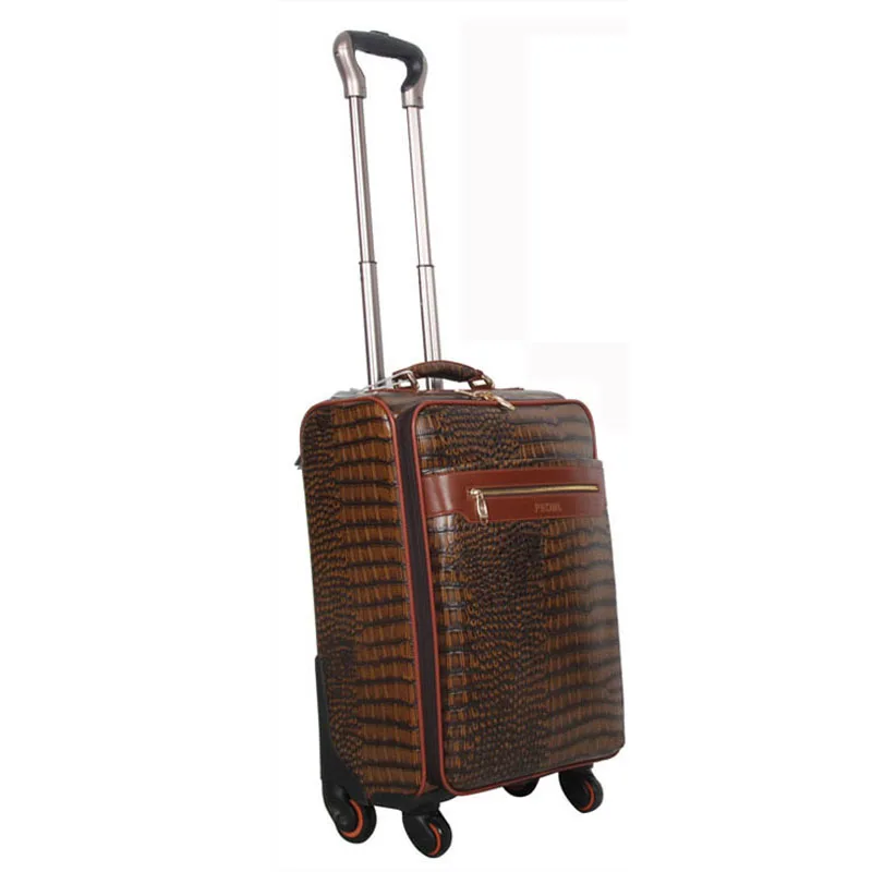 2019 PU Leather Cabin Luggage Smart 4 Wheel Carry On Business Laptop Suitcase Trolley Bags Luggage