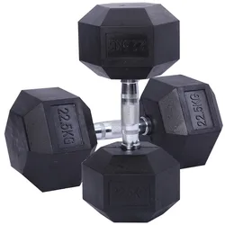 Body-Solid Rubber Encased rubber coated cast iron hex dumbbell set
