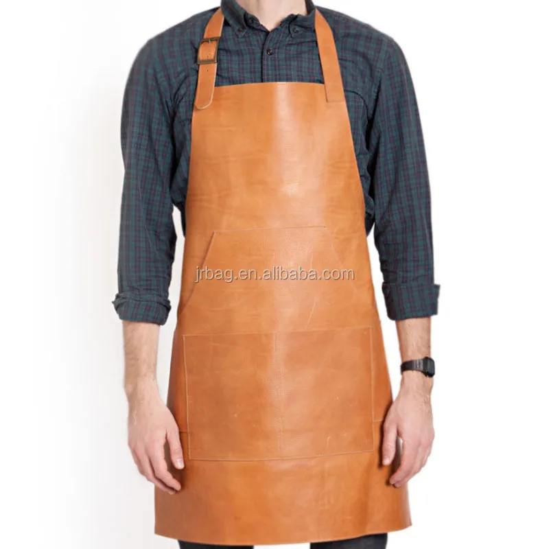 Waterproof Durable Men BBQ Barber Chef Genuine Cow Leather Apron For Grill Welding