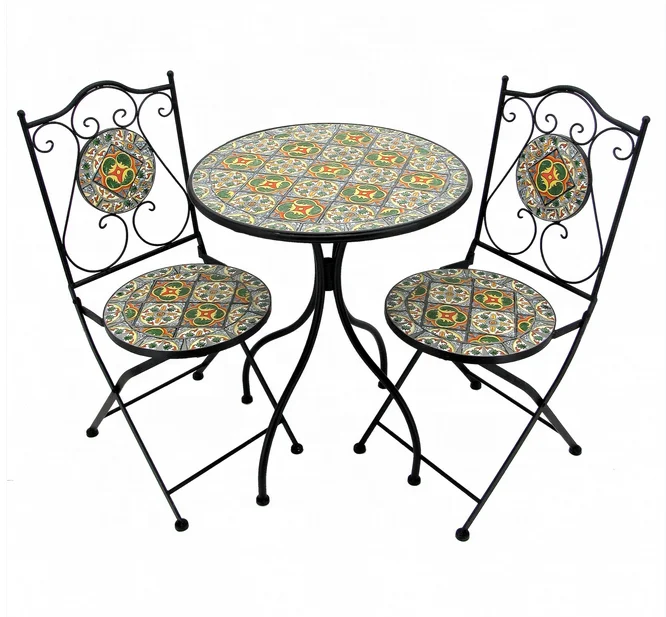 
Nordic iron Mosaic bistro sets/outdoor indoor courtyard leisure display bistro sets 