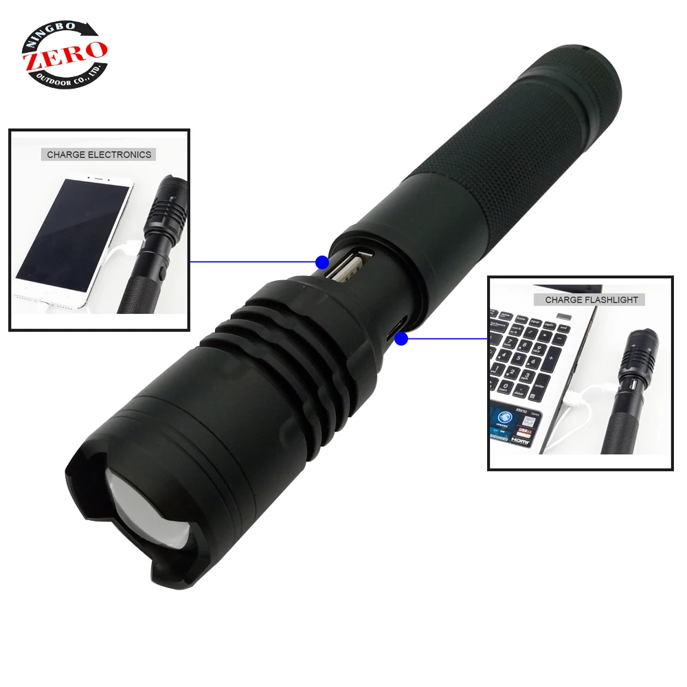 
High Power USB Rechargeable Strobe Flash Light Tactical LED Long Focus Waterproof Hunting Hand Torch Lamp 