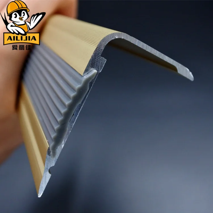 Curved golden photoluminescent aluminum non slip bullnose stair nosing