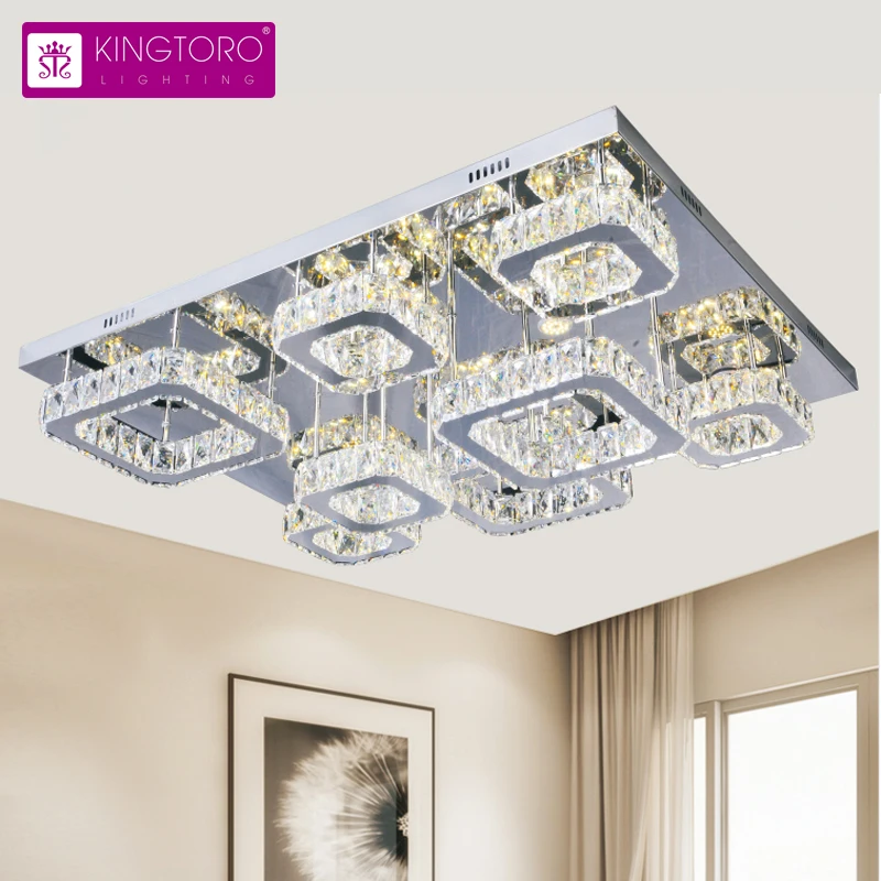 Custom made wholesale ceiling crystal frame and acrylic cover led circle light for living room lighting