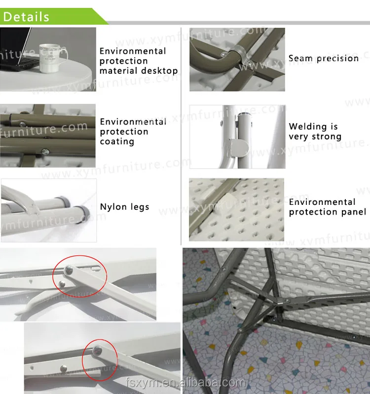 Rental Furniture Plastic 10 People Banquet Round Folding Table Outdoor Table Plastic ( HDPE ) Rectangle Modern 28*1.0 Mm . 28kgs