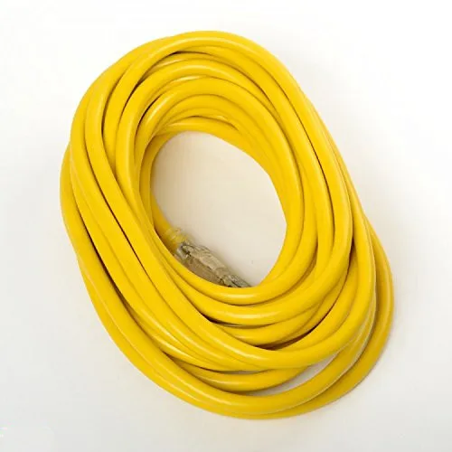 Heavy-duty 100FT 10 Gauge 3 Prong Triple Tap Yellow Extension Cord with Indicator Light