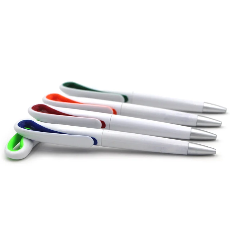 Promotional plastic white pen swan twist ball pen with custom logo