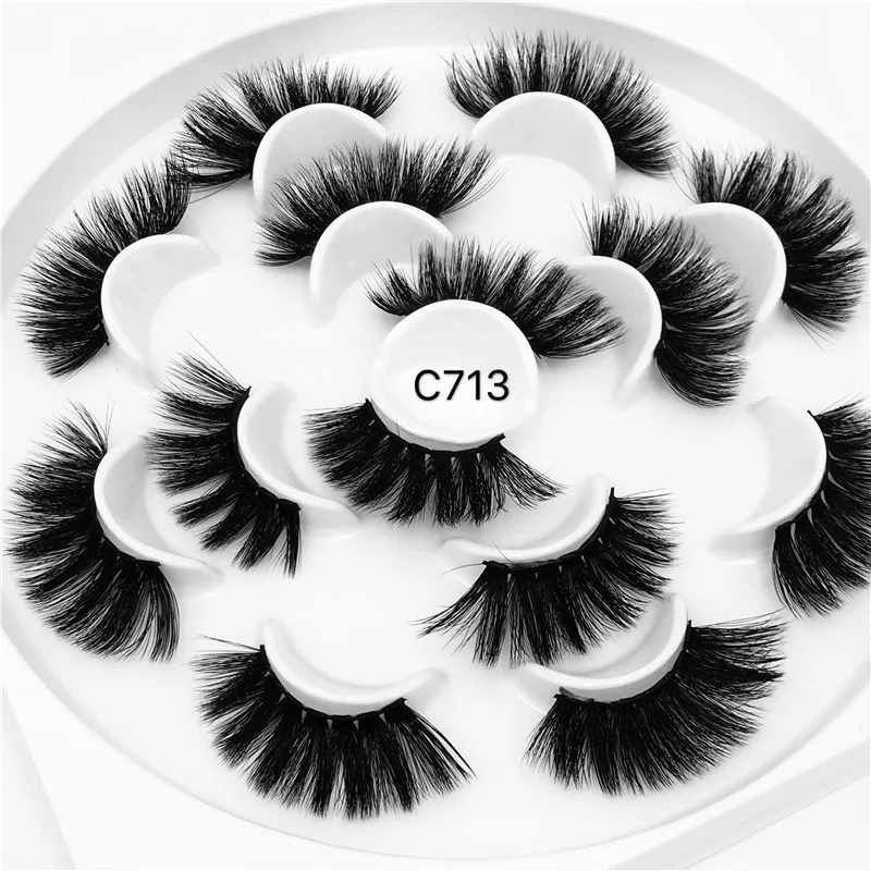 wholesale False Eyelashes 7 Pairs Full Strip Mink Lashes 100% Handmade Custom Packaging Natural 3d Fluffy Lashes Eyelashes