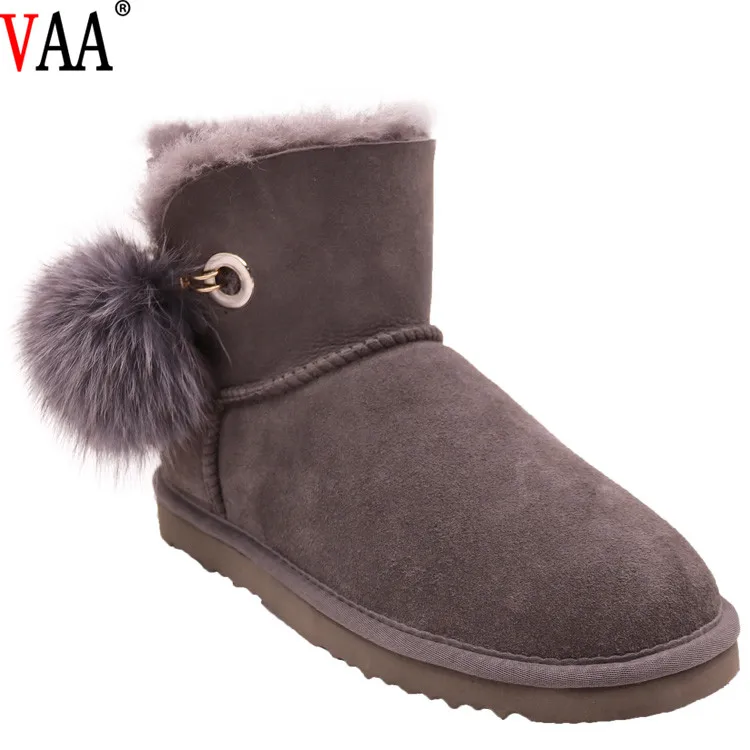 
CF-287 Slip On Short design Australian Sheepskin Lady Snow Boots Rabbit Fur 