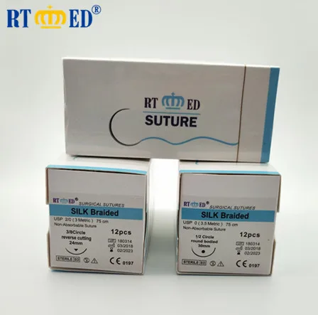 Factory Offer high Quality Surgical Sutures Non-absorbable Silk Suture With Needle with ISO & CE approved