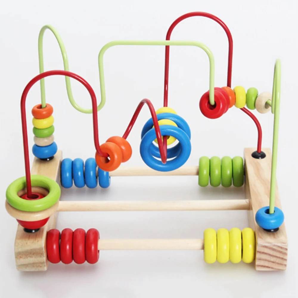 Counting Circles Bead Abacus Wire Maze Roller Coaster Wooden Montessori Educational Toy for Baby Kids Chilrden