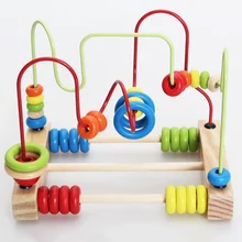 Counting Circles Bead Abacus Wire Maze Roller Coaster Wooden Montessori Educational Toy for Baby Kids Chilrden