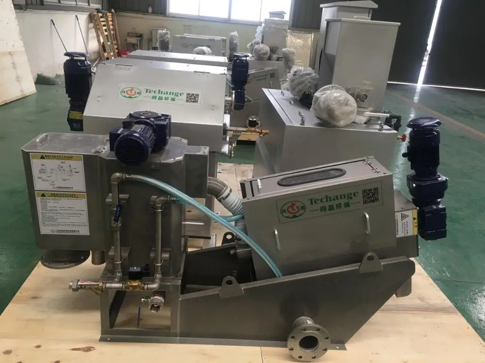 Structure compact  screw press sludge dewatering dehydrator machine