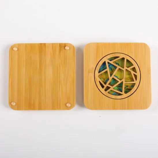 Promotional custom wooden coaster square wood bamboo coasters