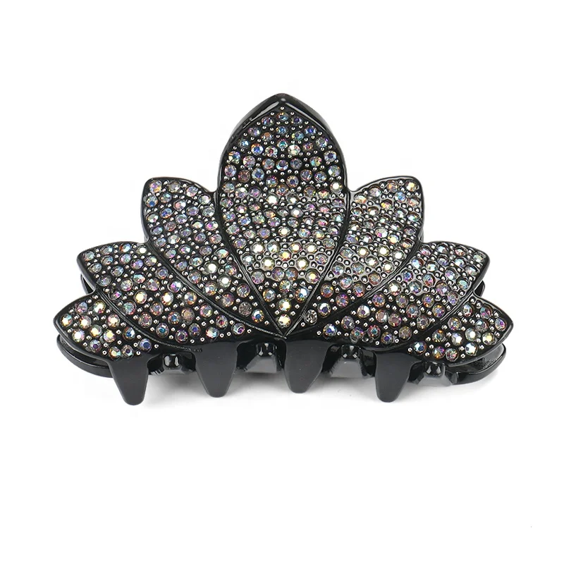Hot Sale Acrylic Hair Claw Clamp Luxurious Full Rhinestone AB Hair Claw Clips Fashion Women Flower Hair Claws