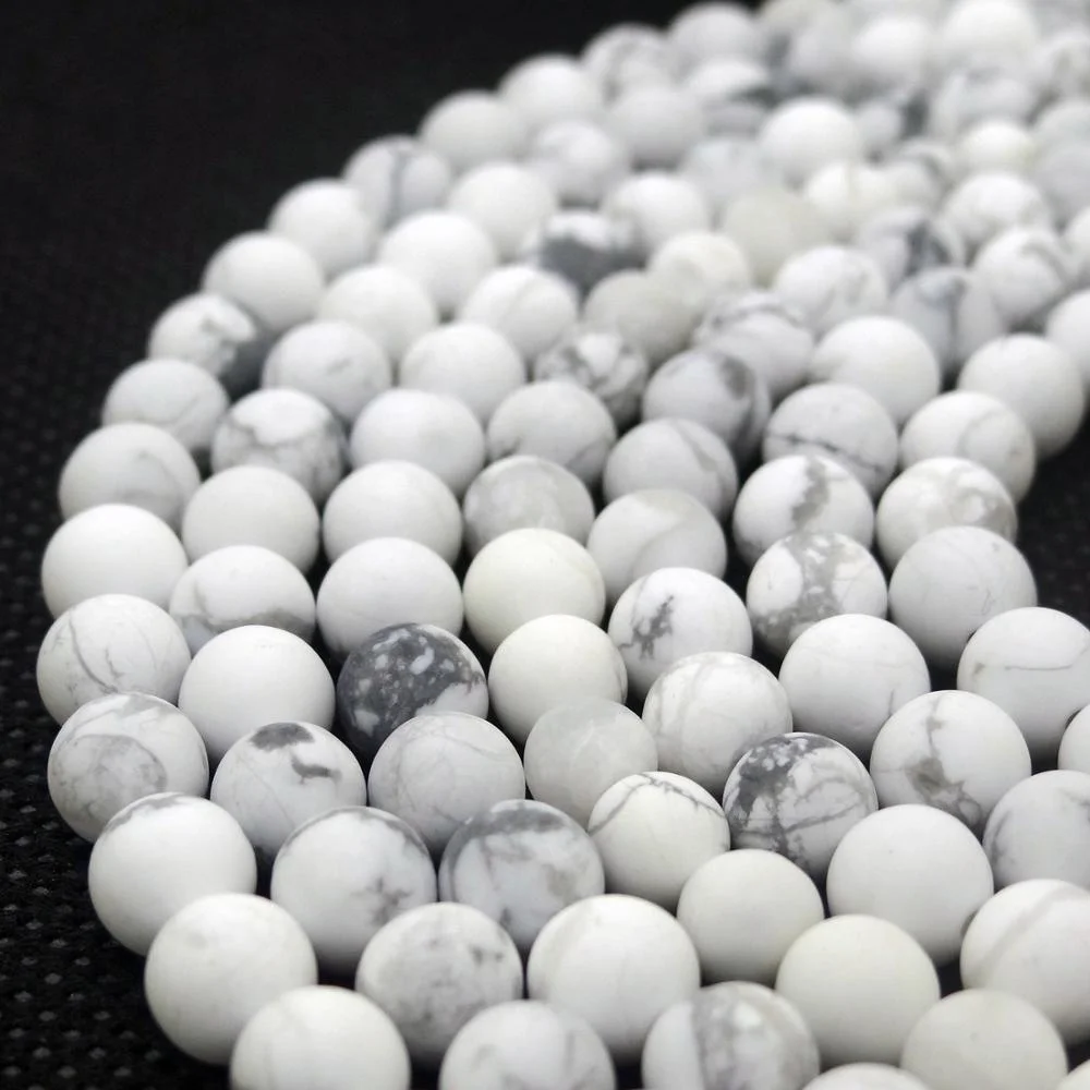 Великолепные Матовые Круглые бусины Howlite 8 мм с белым драгоценным камнем для изготовления ювелирных изделий, ожерелья, браслета 15,5 дюйма