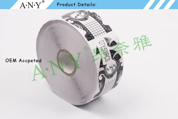 ANY Crystal Beauty Nails Design 500PCS per Roll Paper Nail Form Fish Shape