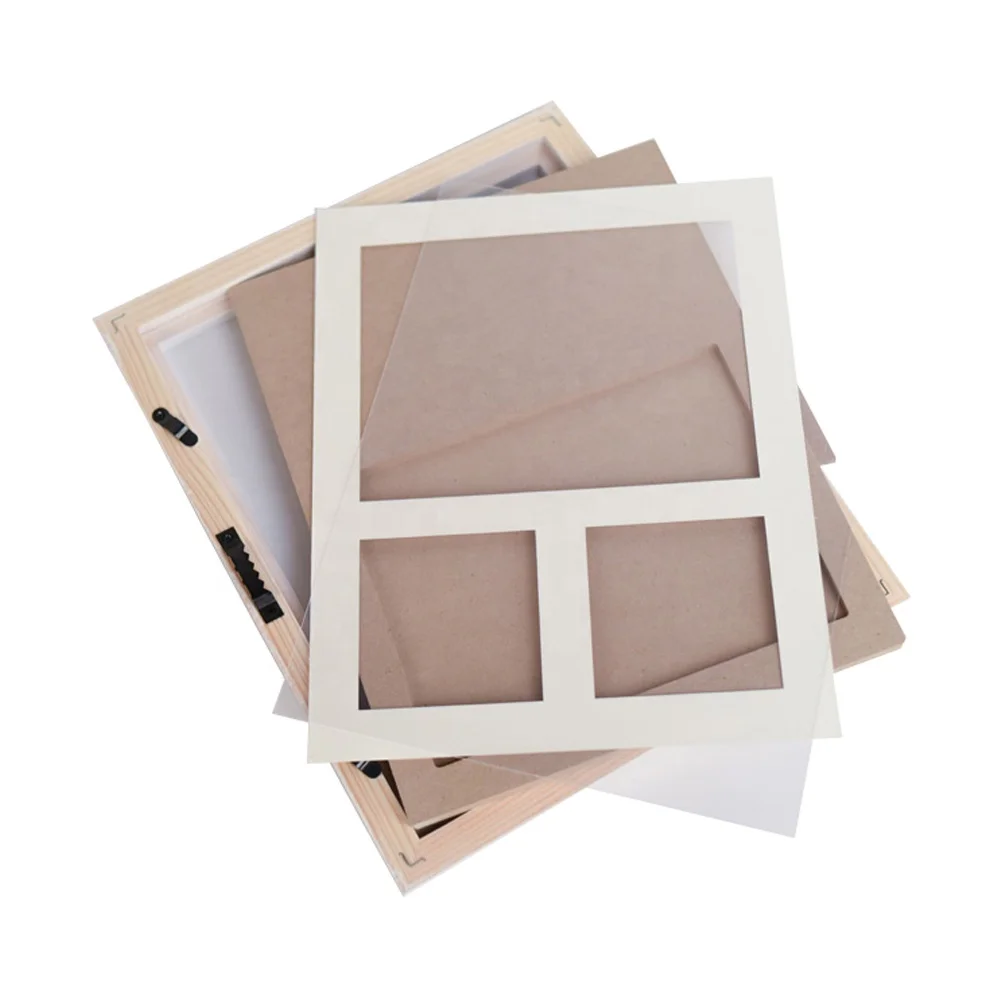 High quality wooden shadow box 3d handprint baby hospital bracelet frame kit