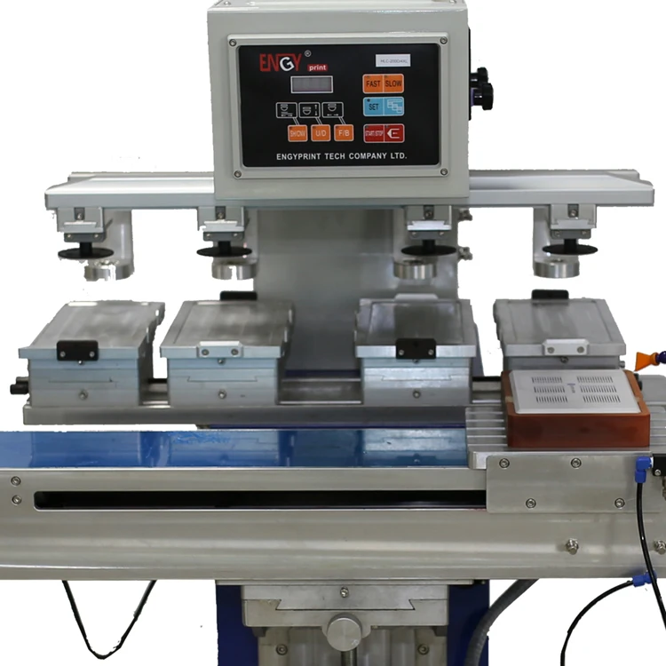 150-90C4 Good quality 4 colors Fast printing pad printer machine with conveyor for mouse/keyboard/toy/pen/light bulb