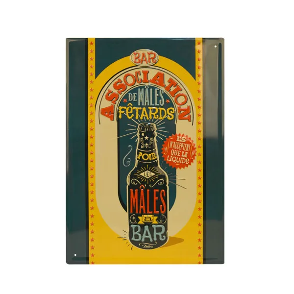 Wholesale Embossed Beer Bar Tinplate Sign Board Vintage Rectangular Advertising Tin Plate Custom Metal Sign