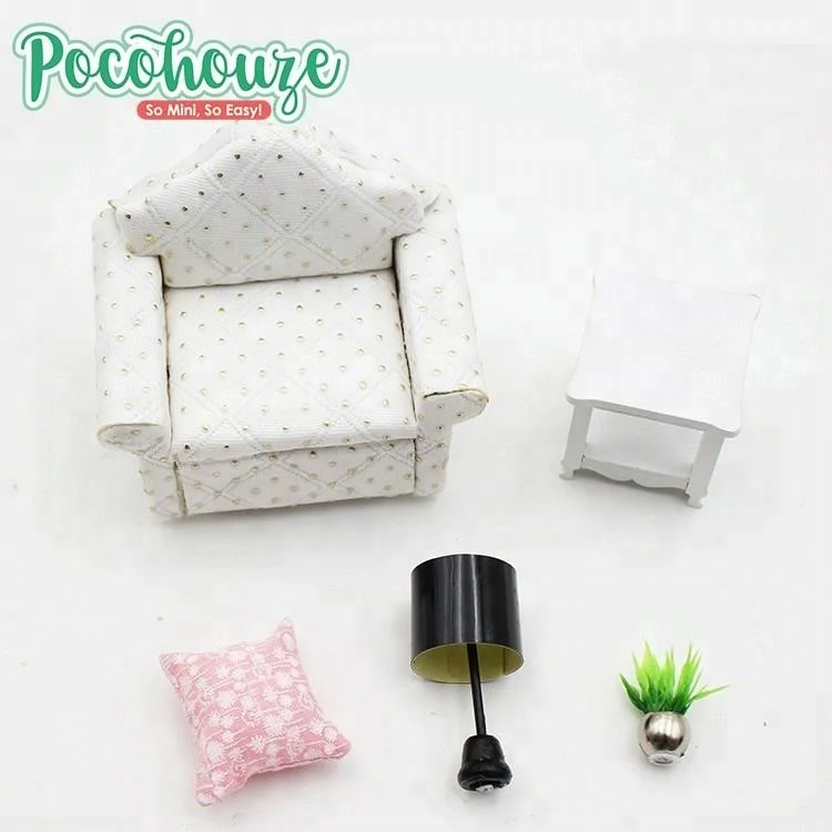 Pocohouze brand single sofa set scale miniature modern wooden furniture toy