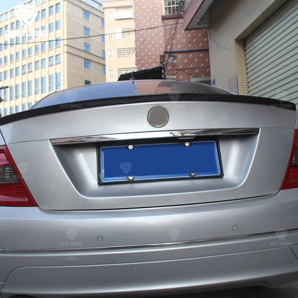 Wholesales Dry Carbon Fiber Rear Spoiler for Mercedes-benz W204 C63 Amg 4-Door Sedan 2007-2014 C Class Trunk Lip Wing A Style