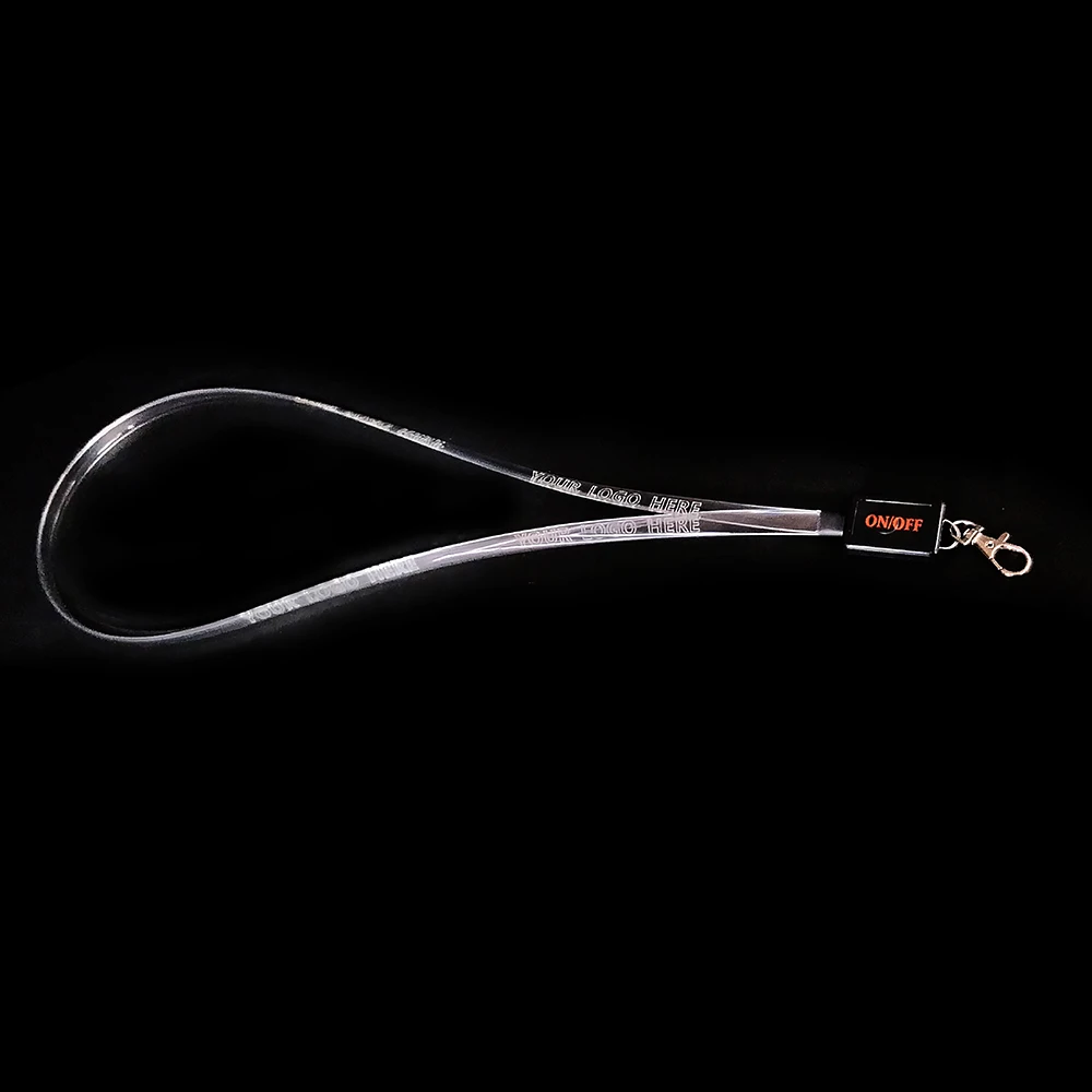 Party Club Sports Events Night Running LED Flashing Neck Strap Band Colorful Card Holder Light Up Lanyard