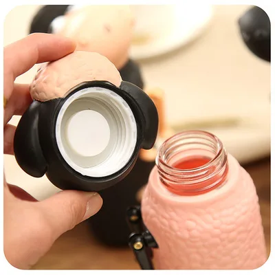 Creative cartoon design borosilicate glass water bottle for water