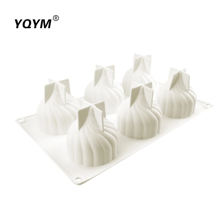 YQYM Wholesale Price Food Grade Dumpling Shape Fondant Cake Mold 6 Cavity Silicon Chocolate Moulds