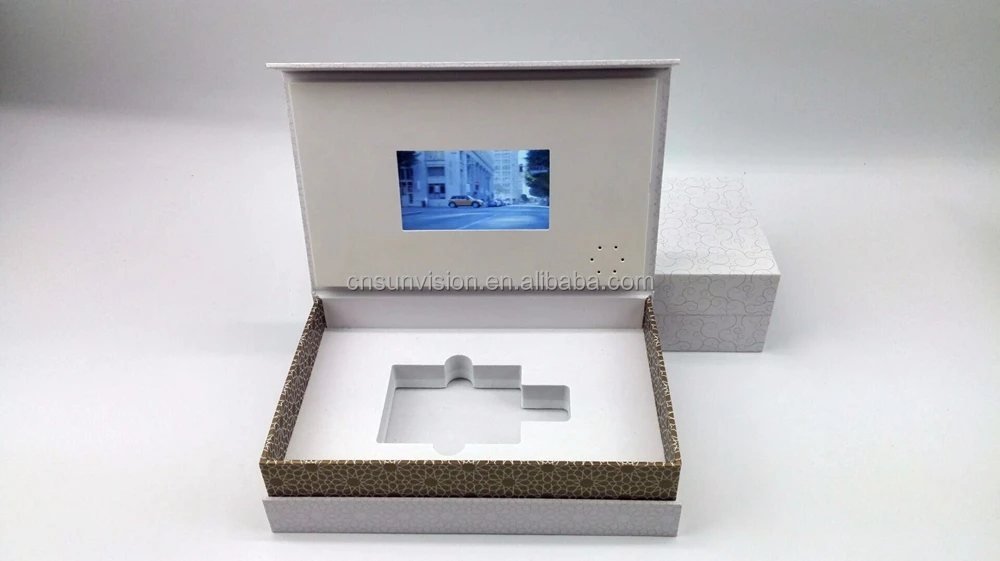 Специальная конструкция 7 дюймов видео брошюра 350gsm в твердом переплете по индивидуальному заказу видео брошюра